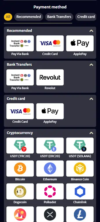 Making a USD deposit at an online casino